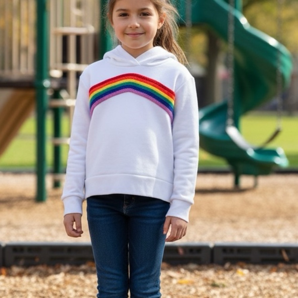 Crewcuts girl’s Rainbow Terry Hoodie size 6-7